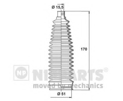 N2843024 NIPPARTS (Нидерланды) Пильовик рульової рейки компл. N2843024 N2843024 NIPPARTS