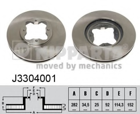 J3304001 NIPPARTS (Нидерланды) Диск тормозной передний вентилируемый J3304001 NIPPARTS