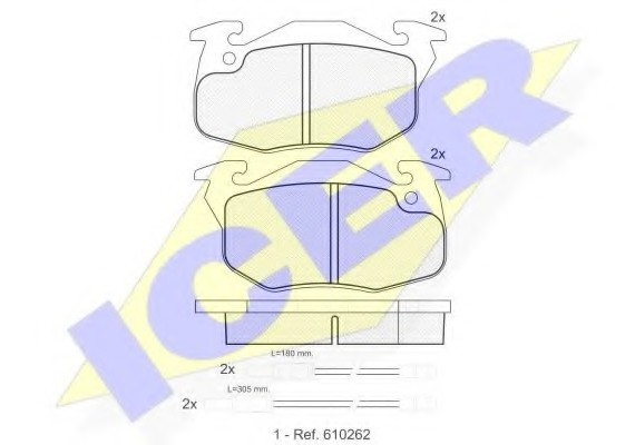 180866 ICER Комплект тормозных колодок, дисковый тормоз 180866 ICER