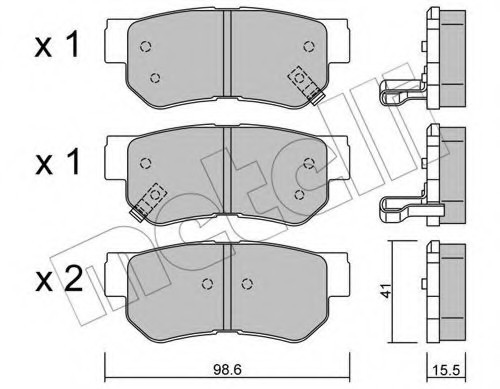 2203650 METELLI (Италия) Комплект гальмівних колодок з 4 шт. дисків