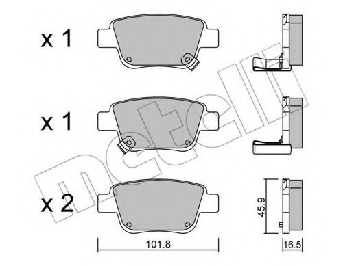 2204510 METELLI (Италия) КОЛОДКИ ТОРМОЗНЫЕ ЗАДНИЕ ДИСКОВЫЕ К-КТ 2204510 METELLI