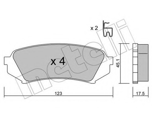 2204530 METELLI (Италия) КОЛОДКИ ТОРМОЗНЫЕ ЗАДНИЕ ДИСКОВЫЕ К-КТ 2204530 METELLI