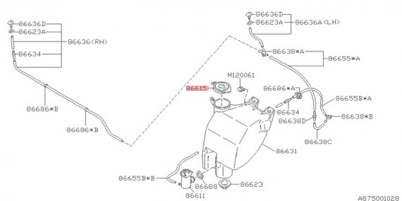 86615AA060 SUBARU Крышка бачка омывателя металлическая 86615AA060 SUBARU