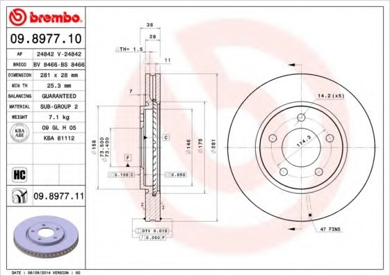 Диск тормозной передний вентилируемый 09897710 BREMBO