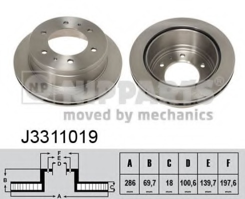 J3311019 NIPPARTS (Нидерланды) Диск тормозной задний вентилируемый J3311019 NIPPARTS