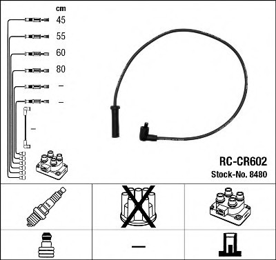 8480 NGK Провода в/в PEUGEOT 306/405/406/806 RC-CR602 8480 NGK