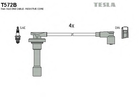 T572B TESLA (Чехия) КОМПЛЕКТ ПРОВОДИHONDA CRX 1.6 16V 87-92 T572B TESLA