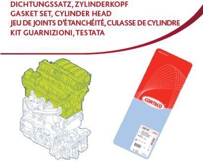 417739P CORTECO (Германия) Комплект прокладок, головка цилиндра 417739P CORTECO