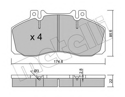 2202670 METELLI (Италия) Колодка тормозная дисковая, комплект 2202670 METELLI