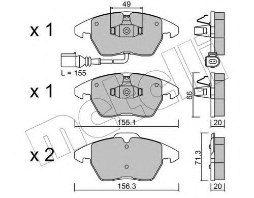 2205480 METELLI (Италия) Комплект гальмівних колодок з 4 шт. дисків