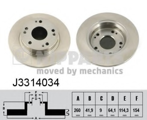 J3314034 NIPPARTS (Нидерланды) ДИСК ТОРМ ЗАДН Honda Civic 4D 06- J3314034 NIPPARTS