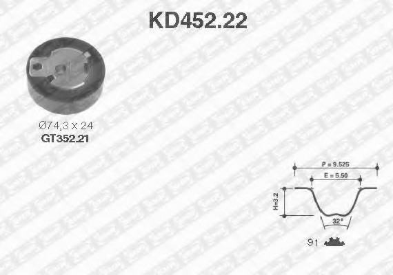 KD45222 SNR КОМПЛЕКТ Ремня ГРМ FORD C-MAXFOCUS 04- KD45222 SNR