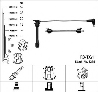 RCTX71 NGK Комплект высоковольтных проводов 5384 RCTX71 NGK