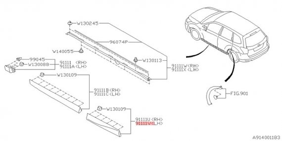 91112SG152 SUBARU НАКЛАДКА ДВЕРЕЙ ЗАДНХ ЛВИХ S13 91112SG152 SUBARU
