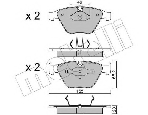 2205580 METELLI (Италия) КОЛОДКИ ТОРМОЗНЫЕ ПЕРЕДНИЕ К-КТ 2205580 METELLI