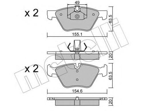 2205570 METELLI (Италия) КОЛОДКИ ТОРМОЗНЫЕ ПЕРЕДНИЕ К-КТ 2205570 METELLI