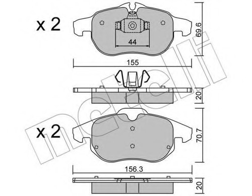 2205400 METELLI (Италия) КОЛОДКИ ТОРМОЗНЫЕ ПЕРЕДНИЕ К-КТ 2205400 METELLI