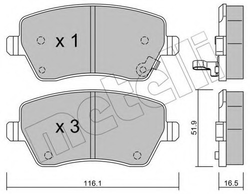 2204851 METELLI (Италия) Комплект гальмівних колодок (дискових)