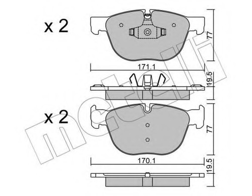 2207700 METELLI (Италия) КОЛОДКИ ТОРМОЗНЫЕ ПЕРЕДНИЕ К-КТ 2207700 METELLI