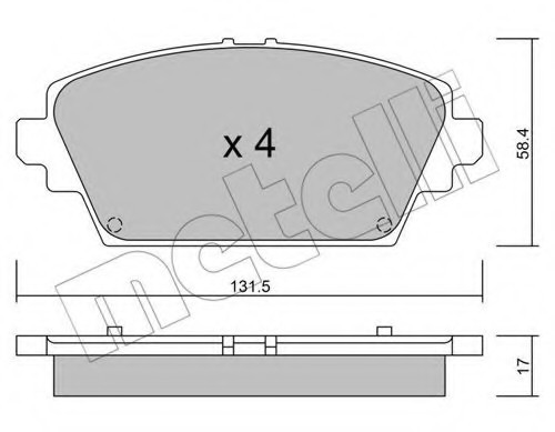 2204640 METELLI (Италия) КОЛОДКИ ТОРМОЗНЫЕ ПЕРЕДНИЕ К-КТ 2204640 METELLI