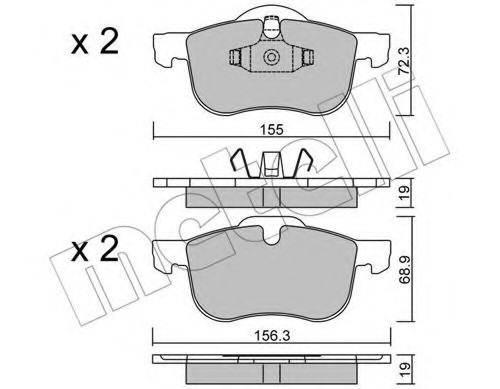 2203090 METELLI (Италия) КОЛОДКИ ТОРМОЗНЫЕ ПЕРЕДНИЕ К-КТ 2203090 METELLI
