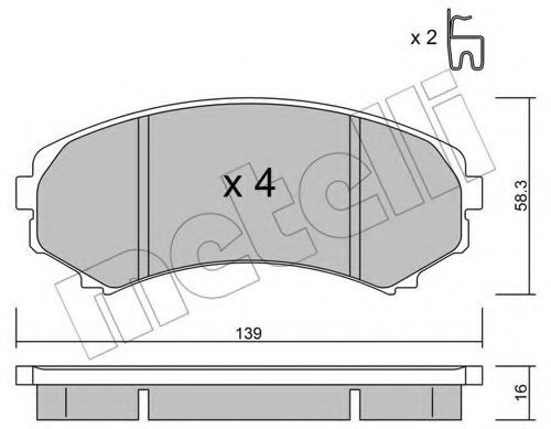 2203990 METELLI (Италия) Комплект гальмівних колодок (дискових)