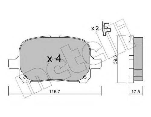 2204290 METELLI (Италия) КОЛОДКИ ТОРМОЗНЫЕ ПЕРЕДНИЕ К-КТ 2204290 METELLI