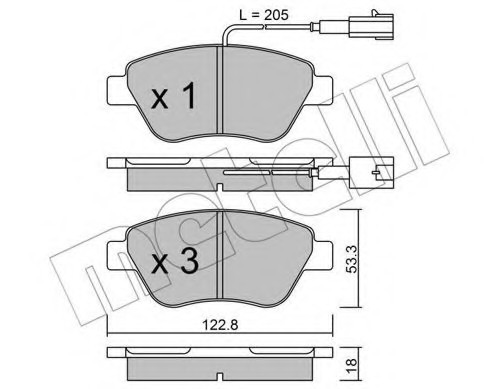 2203210 METELLI (Италия) КОЛОДКИ ТОРМОЗНЫЕ ПЕРЕДНИЕ К-КТ 2203210 METELLI