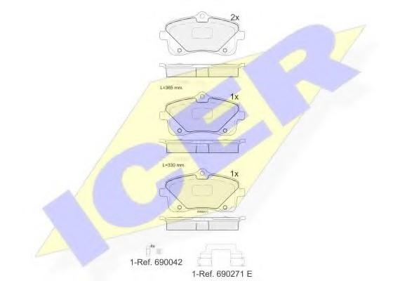 182024 ICER Колодки тормозные дисковые комплект 182024 ICER