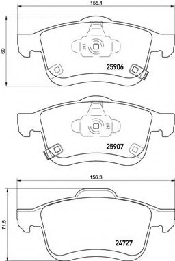 P23155 BREMBO (Германия) К-т гальм. колодок Fr FI 500L 13- P23155 BREMBO