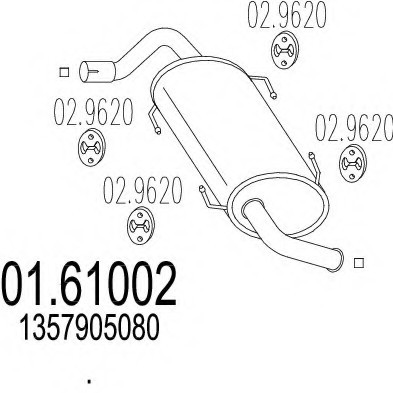 0161002 MTS(Италия) Глушник вихлопних газів кінцевий 0161002 MTS