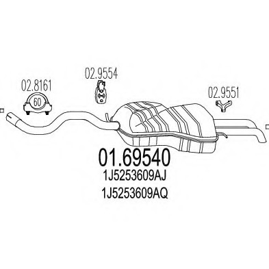 0169540 MTS(Италия) Глушник вихлопних газів кінцевий 0169540 MTS