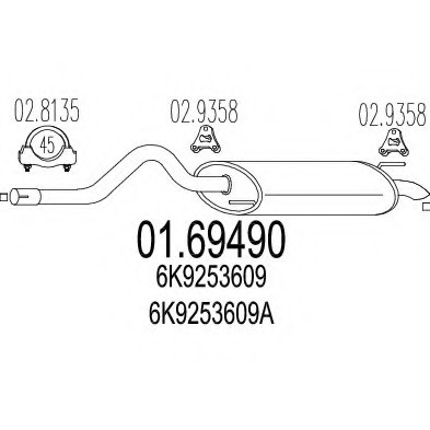 0169490 MTS(Италия) Глушник вихлопних газів кінцевий 0169490 MTS