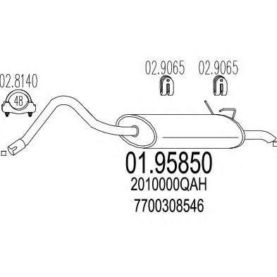 0195850 MTS(Италия) Глушник вихлопних газів кінцевий 0195850 MTS