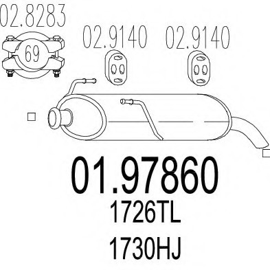 0197860 MTS(Италия) Глушник вихлопних газів кінцевий 0197860 MTS