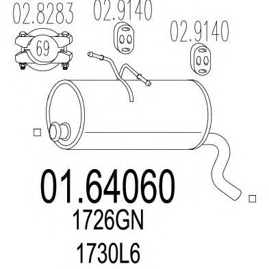 0164060 MTS(Италия) Задня частина вихлопної системи MTS