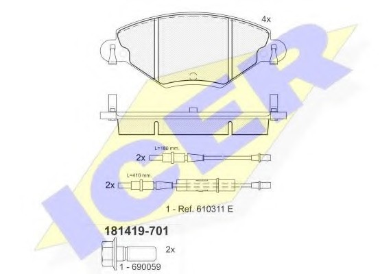 181419701 ICER Колодки тормозные дисковые ICER 181419701 ICER