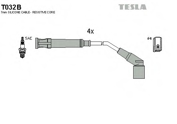 T032B TESLA (Чехия) КОМПЛЕКТ ПРОВОДИ BMW E36 M43 93- T032B TESLA