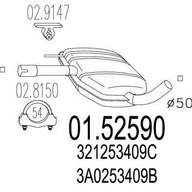 0152590 MTS(Италия) Середній глушник вихлопних газів 0152590 MTS