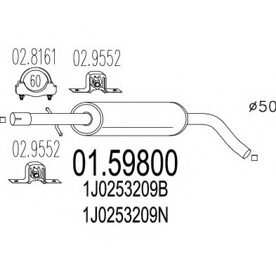 0159800 MTS(Италия) Середній глушник вихлопних газів 0159800 MTS