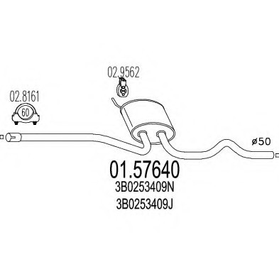 0157640 MTS(Италия) Средний глушитель выхлопных газов 0157640 MTS