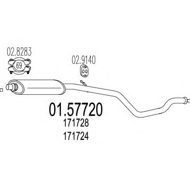 0157720 MTS(Италия) Середній глушник вихлопних газів 0157720 MTS