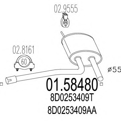 0158480 MTS(Италия) Середній глушник вихлопних газів 0158480 MTS