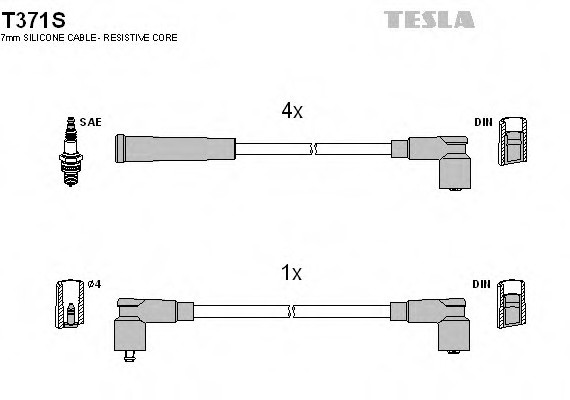 T371S TESLA (Чехия) ПРОВОДИ ВИСОКОВОЛЬТНІ, КОМПЛЕКТ T371S TESLA