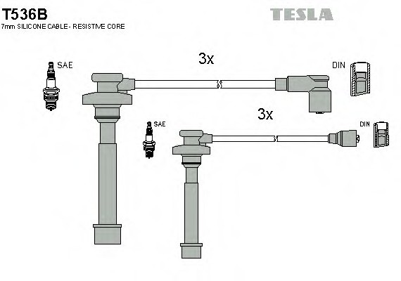 T536B TESLA (Чехия) Провода высоковольтные, комплект T536B TESLA