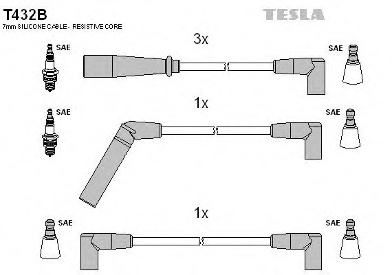 T432B TESLA (Чехия) КОМПЛЕКТ ПРОВОДОВ JEEP CHEROKEE T432B TESLA