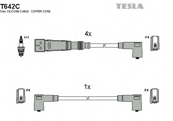 T642C TESLA (Чехия) КОМПЛЕКТ ПРОВОДИSKODA 1.6I 96- T642C TESLA