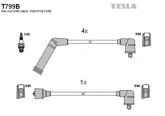 T799B TESLA (Чехия) Провода высоковольтные комплект T799B TESLA