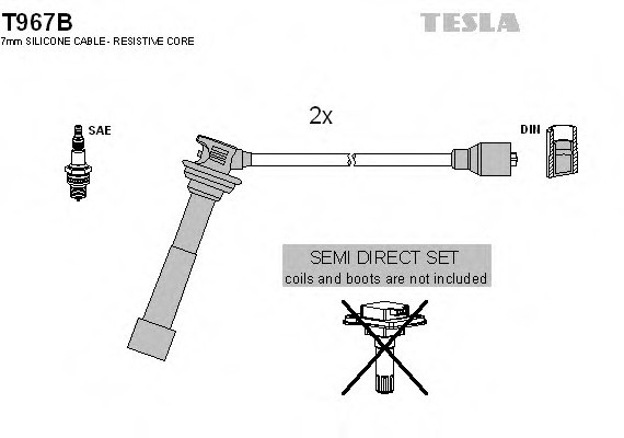 T967B TESLA (Чехия) Провід високовольтні комплект T967B TESLA