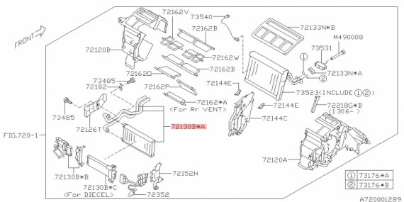 72130AJ010 SUBARU Радіатор печі салону